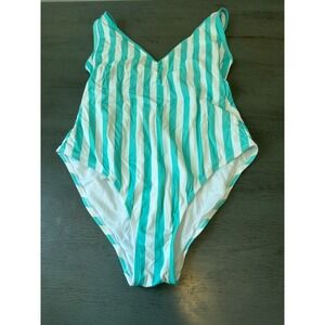 blue white striped KONA SOL  one piece swimsuit size XL